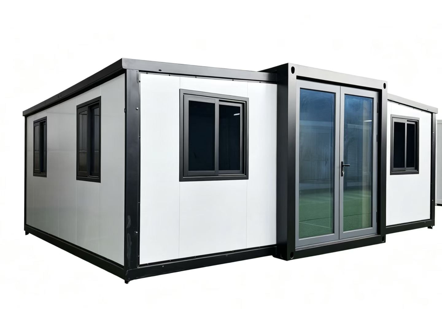 White expandable unit with deck