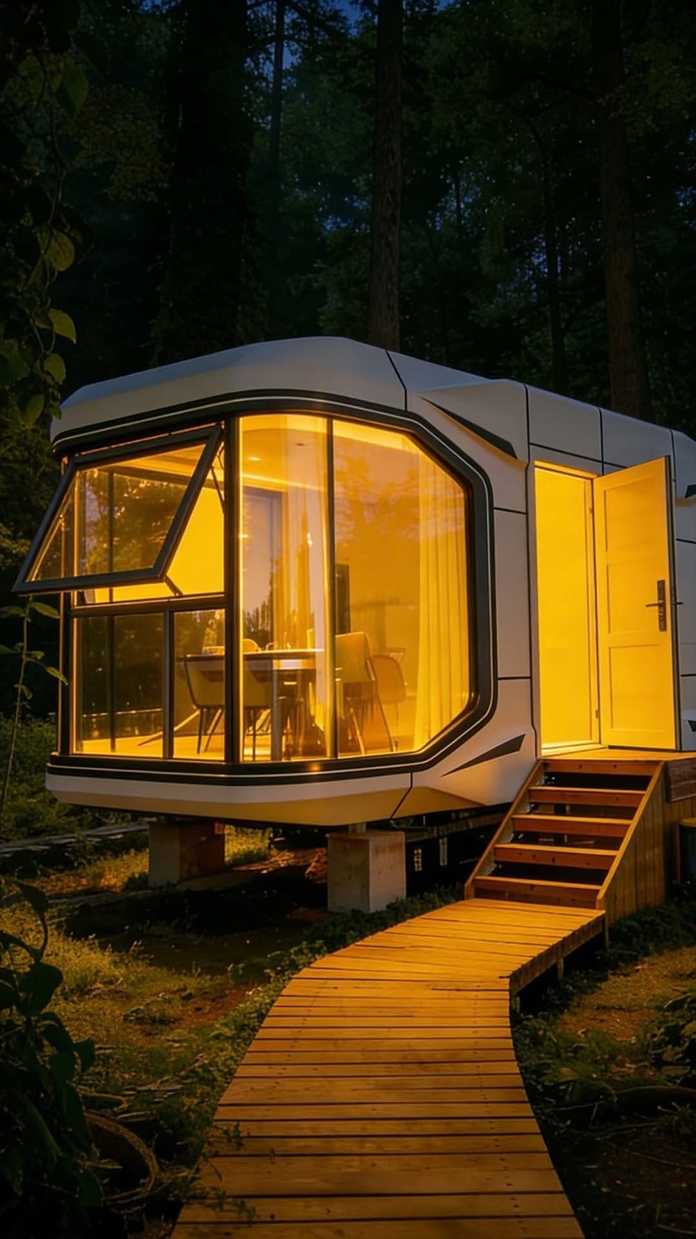 Capsule glowing at night