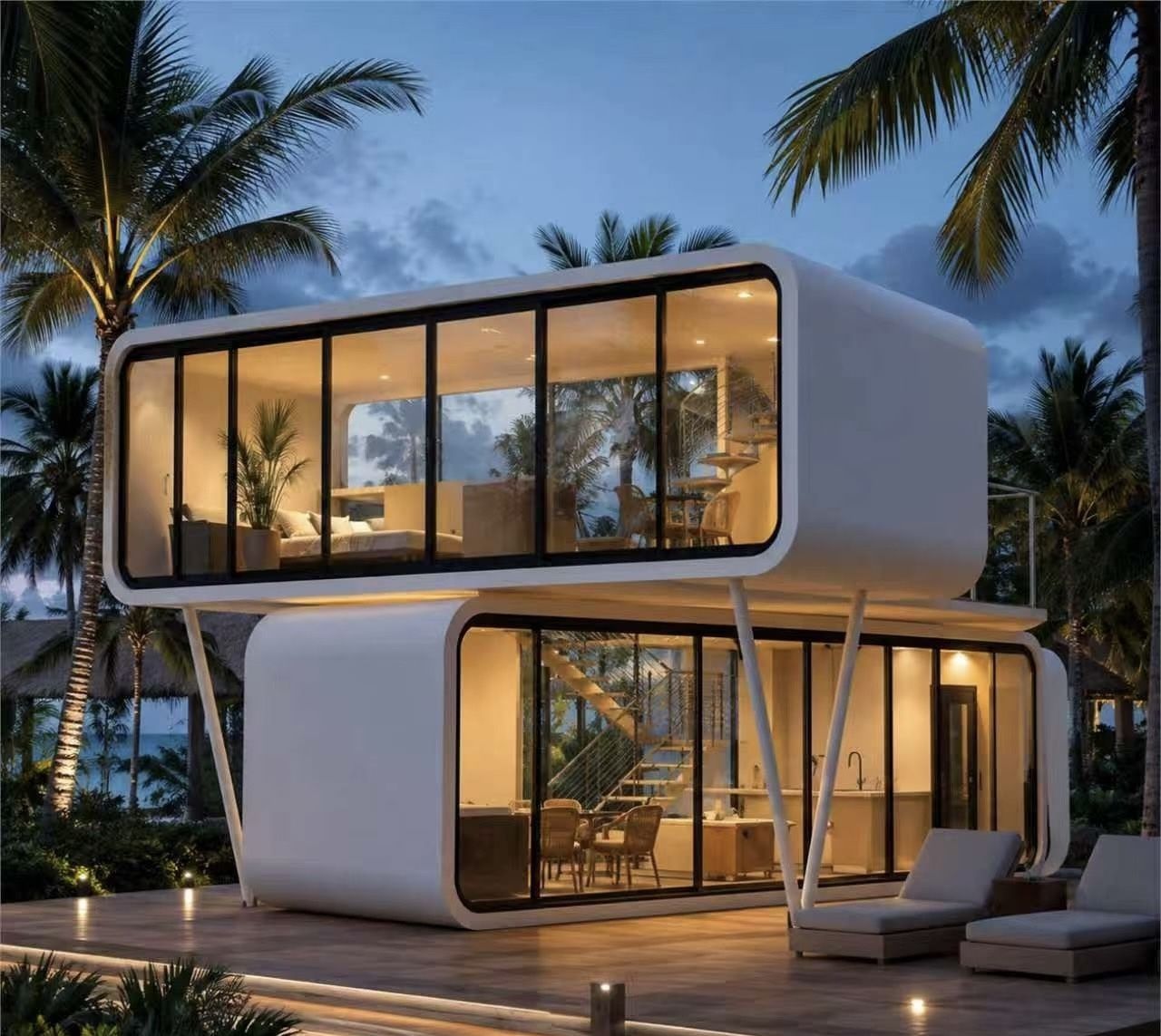 Duplex two-storey capsule villa